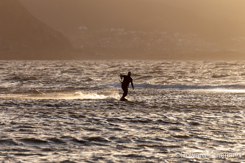 Kite surfing at Llandudno West Shore, North Wales coast