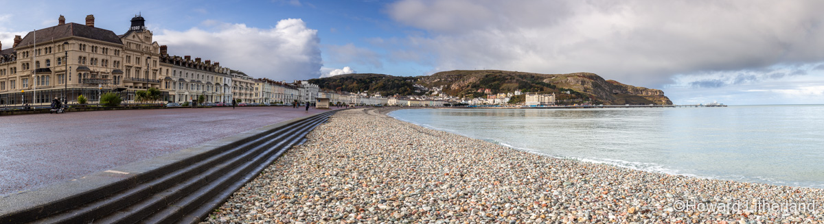 Panoramic view of the North Shore promenade at Llandudno on the North Wales coast