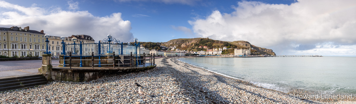 Panoramic view of the North Shore promenade at Llandudno on the North Wales coast
