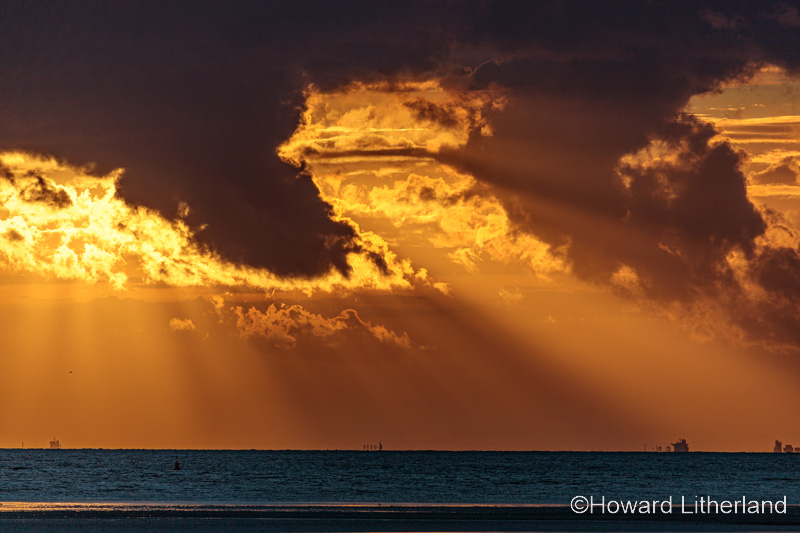 Dramatic sunset over the North Wales coast at Llandudno
