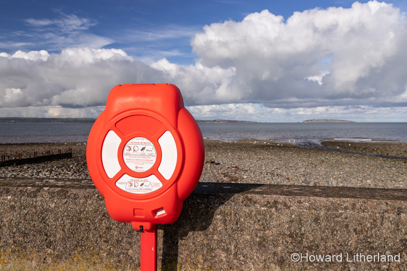 Red lifebelt at Llanfairfechan, North Wales coast