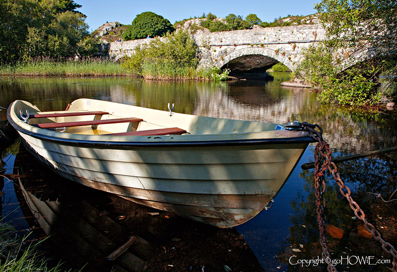 Moored rowing boat at Llyn Padarn, Llanberis, Snowdonia, Wales