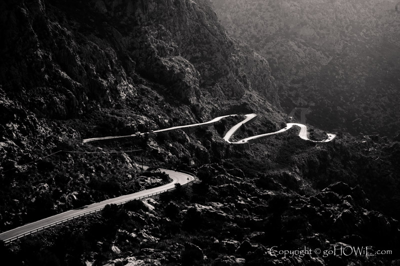 Twisting road in the Serra de Tramuntana mountains, Mallorca