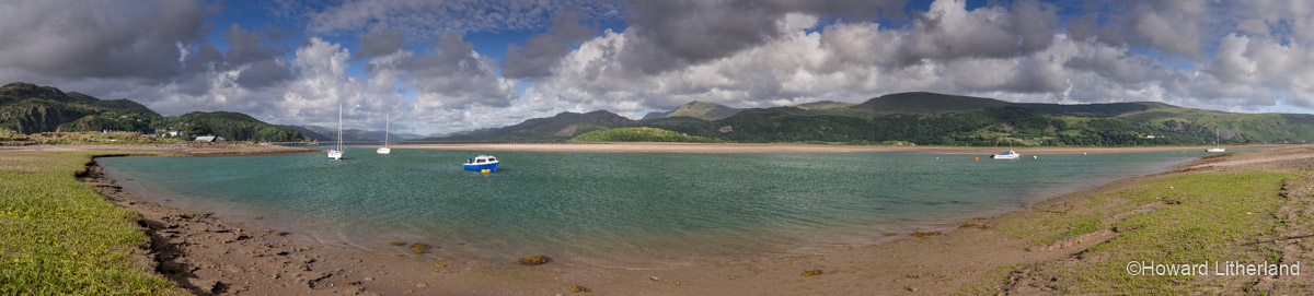 Panoramic image of the Mawddach estuary, Snowdonia, Wales, viewed from Fairbourne
