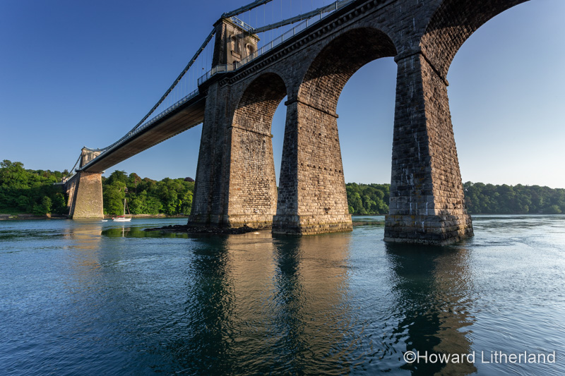 Telford suspension bridge over the Menai Straits on the North Wales coast