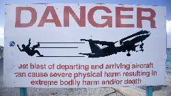 Warning sign on Maho beach