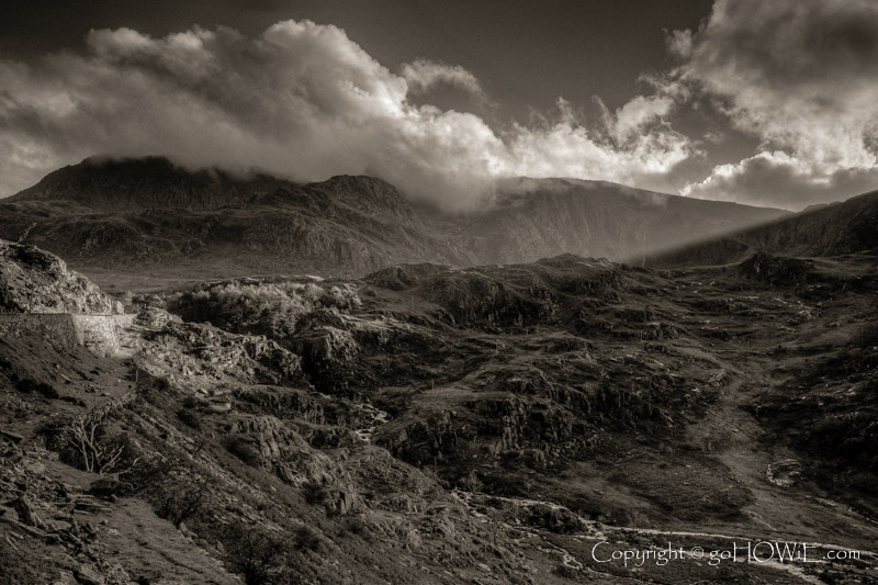 Nant Ffrancon valley in monochrome, Snowdonia, Wales