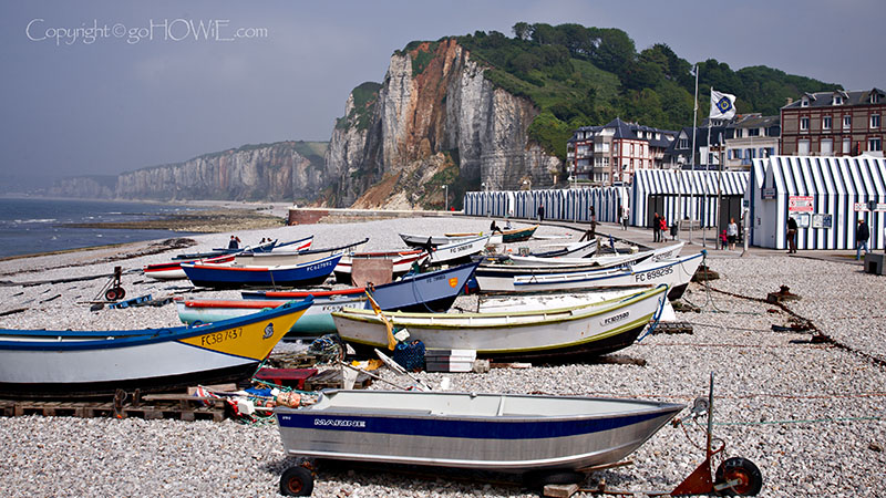 Boats on the beach at Yport, Normandy, France