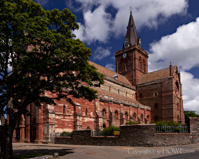 Sandstone St Magnus cathedral at Kirkwall on the Orkney Islands, Scotland