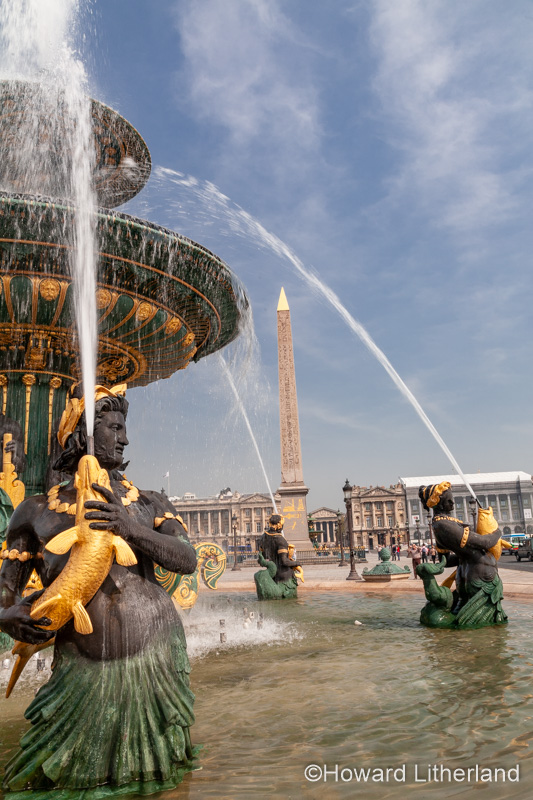 Fountain and obelisk at Place de la Concorde, Paris, France