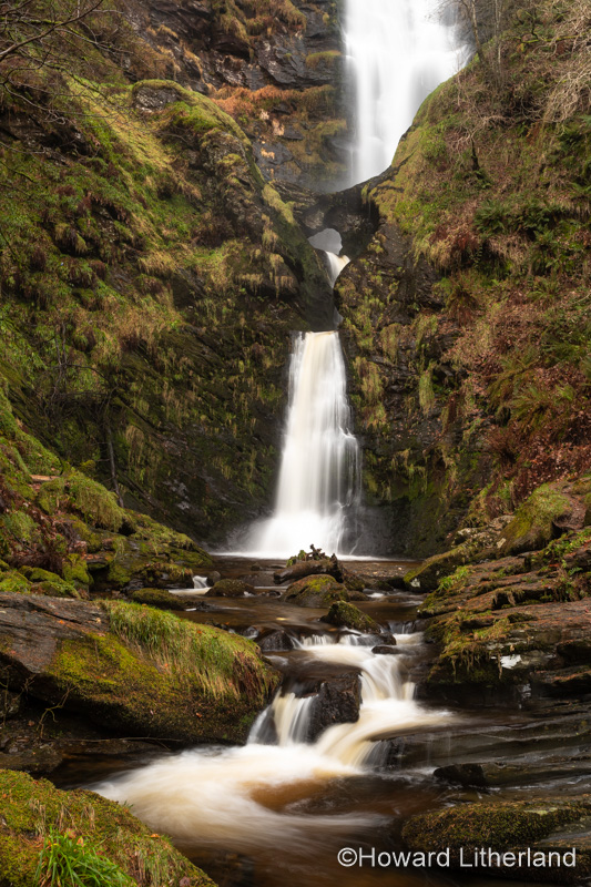 Pistyll Rhaeadr waterfall in winter, Powys, Wales