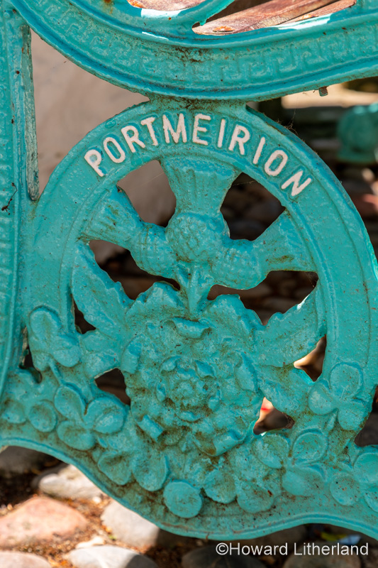 Detail of cast iron bench at Portmeirion, North Wales