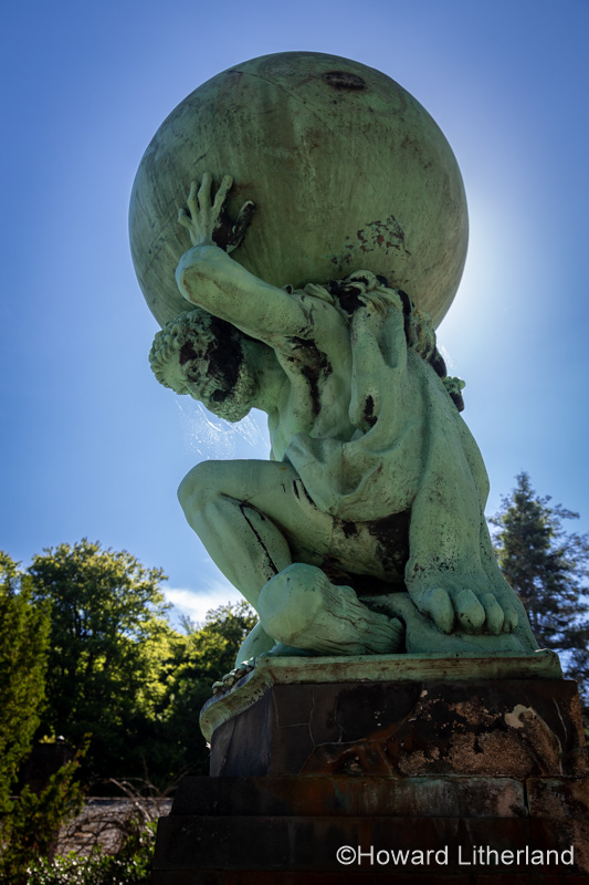 Statue of Atlas at Portmeirion Italianate village, North Wales