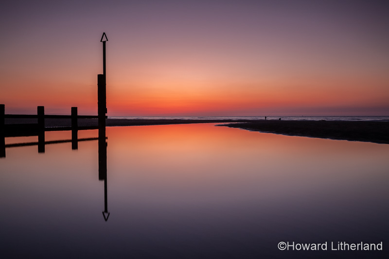 Rhyl beach at sunset on the North Wales coast