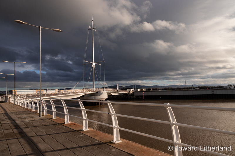 Pont y Ddraig footbridge at Rhyl harbour on the North Wales coast