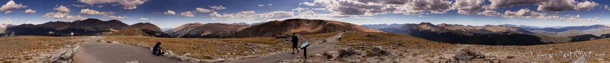 360 degree panoramic image of the Rocky Mountains, viewed from above the Alpine Visitor Centre, Rocky Mountain National Park, Colorado, U.S.A.