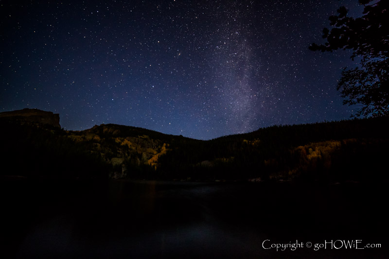 The milky way over Bear Lake. Rocky Mountain National Park, Colorado, U.S.A.