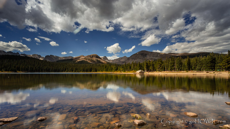 Brainard Lake with reflection of the Rocky Mountains, Colorado, U.S.A.