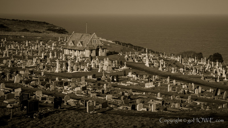 St Tudno's church and graveyard on the Great Orme, Llandudno, North Wales
