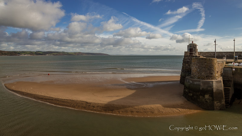 The harbour wall on Saundersfoot beach, Pembrokeshire National Park, Wales
