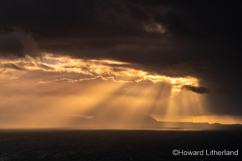 Sunbeams over the Atlantic ocean from the northwest coast of Scotland