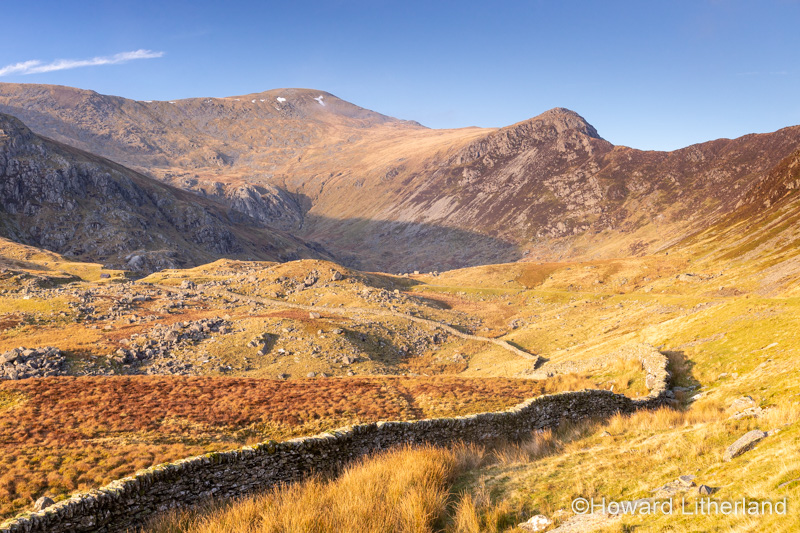Drystone wall in the Carneddau mountains, Snowdonia, North Wales