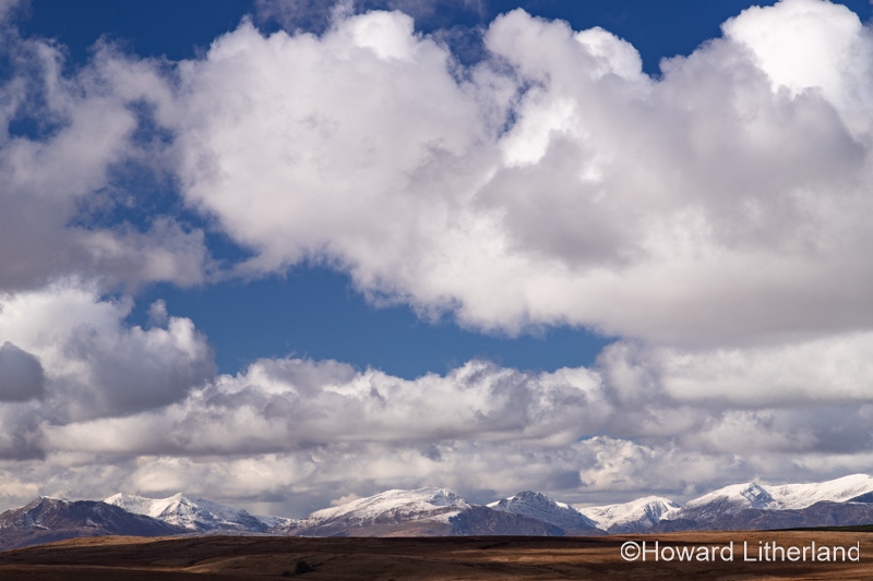 Snow covered mountains in the Snowdonia National Park, North Wales