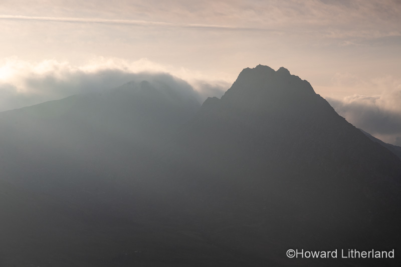 Tryfan mountain in silhouette, Snowdonia, North Wales