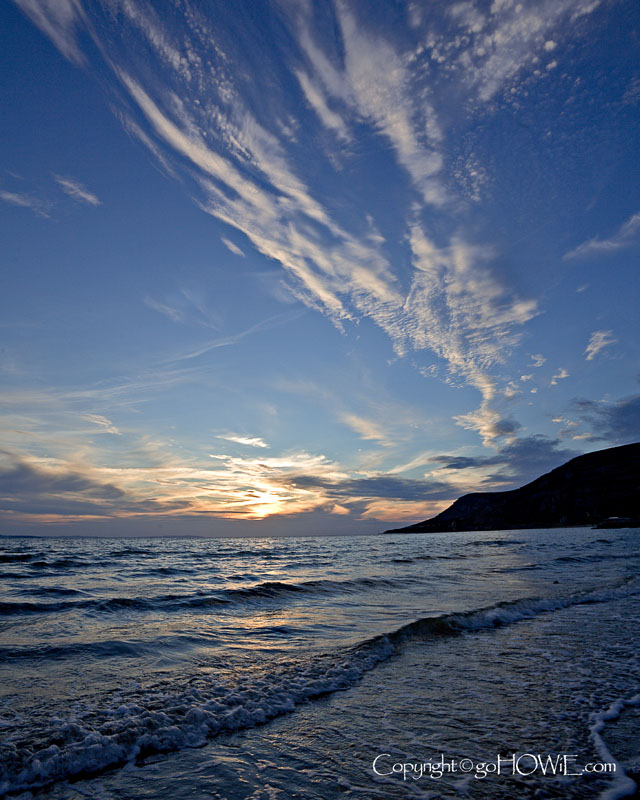 Sunset and beach, Llandudno, North Wales