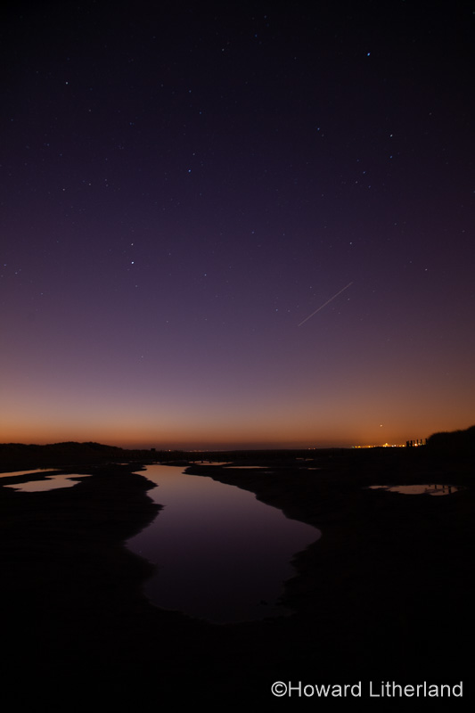 Tidal pools on Talacre beach at dawn, North Wales coast