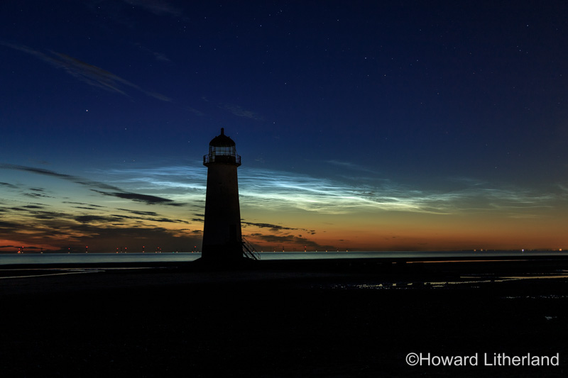 Noctilucent clouds over Talacre lighthouse, North Wales