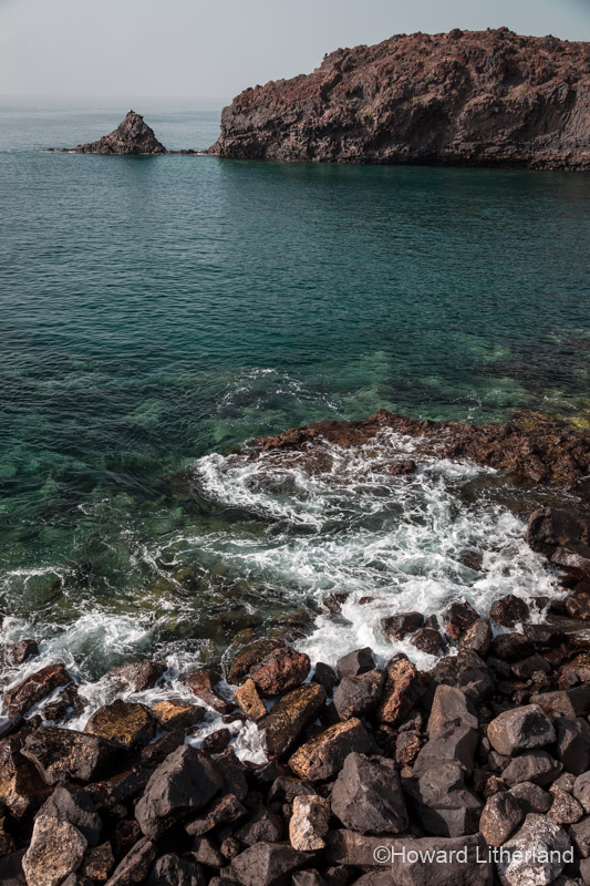 Volcanic coastline near Los Abrigos on the south coast of Tenerife in the Canary Islands