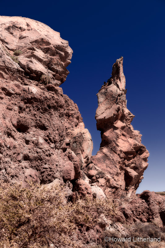 The volcanic Roques de Garcia in the Teide National Park on Tenerife in the Canary Islands. Desaturated version