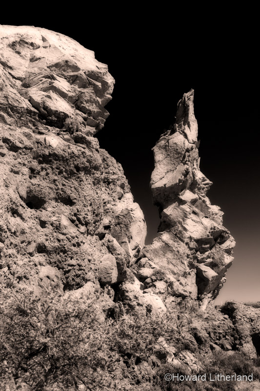 The volcanic Roques de Garcia in the Teide National Park on Tenerife in the Canary Islands. Monochrome version