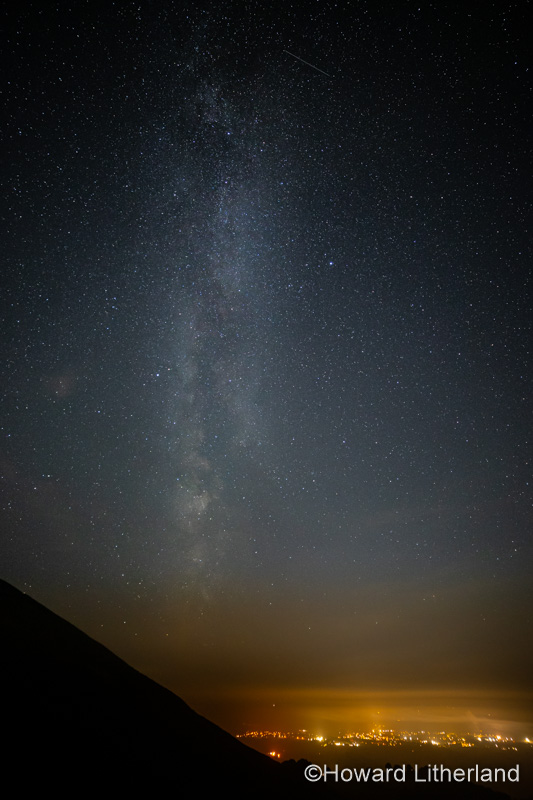 Milky way over Ruthin in the Vale of Clwyd, North Wales