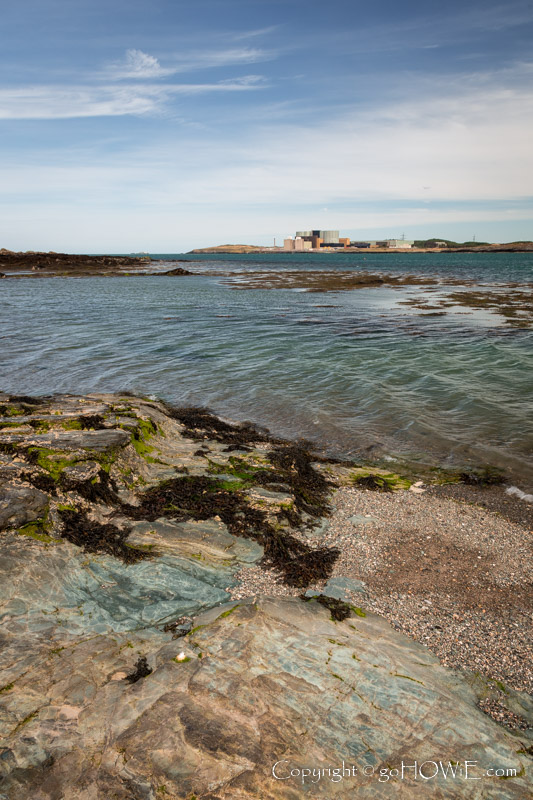 Wylfa nuclear power station, Anglesey, as seen from the nature reserve at Cemlyn, North Wales