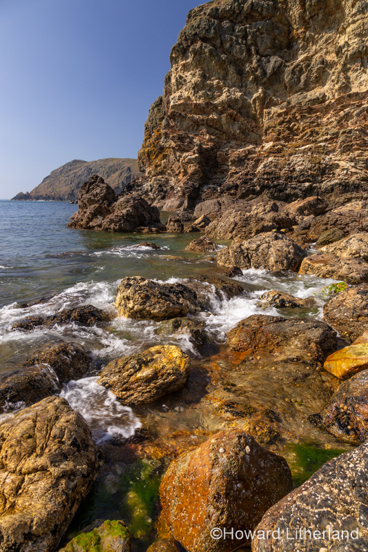 Cliffs at Ynys-y-Fydlyn on the coast of Anglesey, North Wales